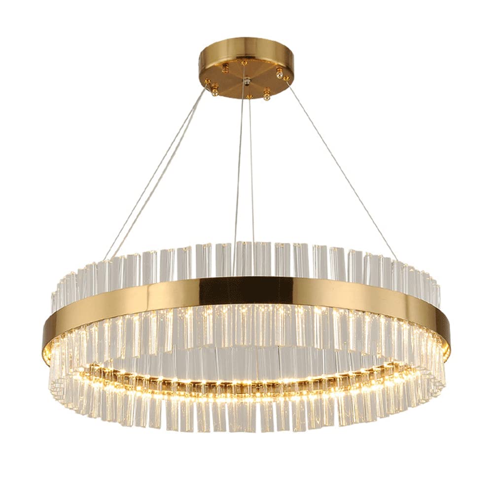 LYMSXAZOU LED Circle Crystal Hanging Lamp - Modern Chandelier Light Fixture for Bedroom Dining Room Living Kitchen Bar Elegant Pendant Lighting Decor