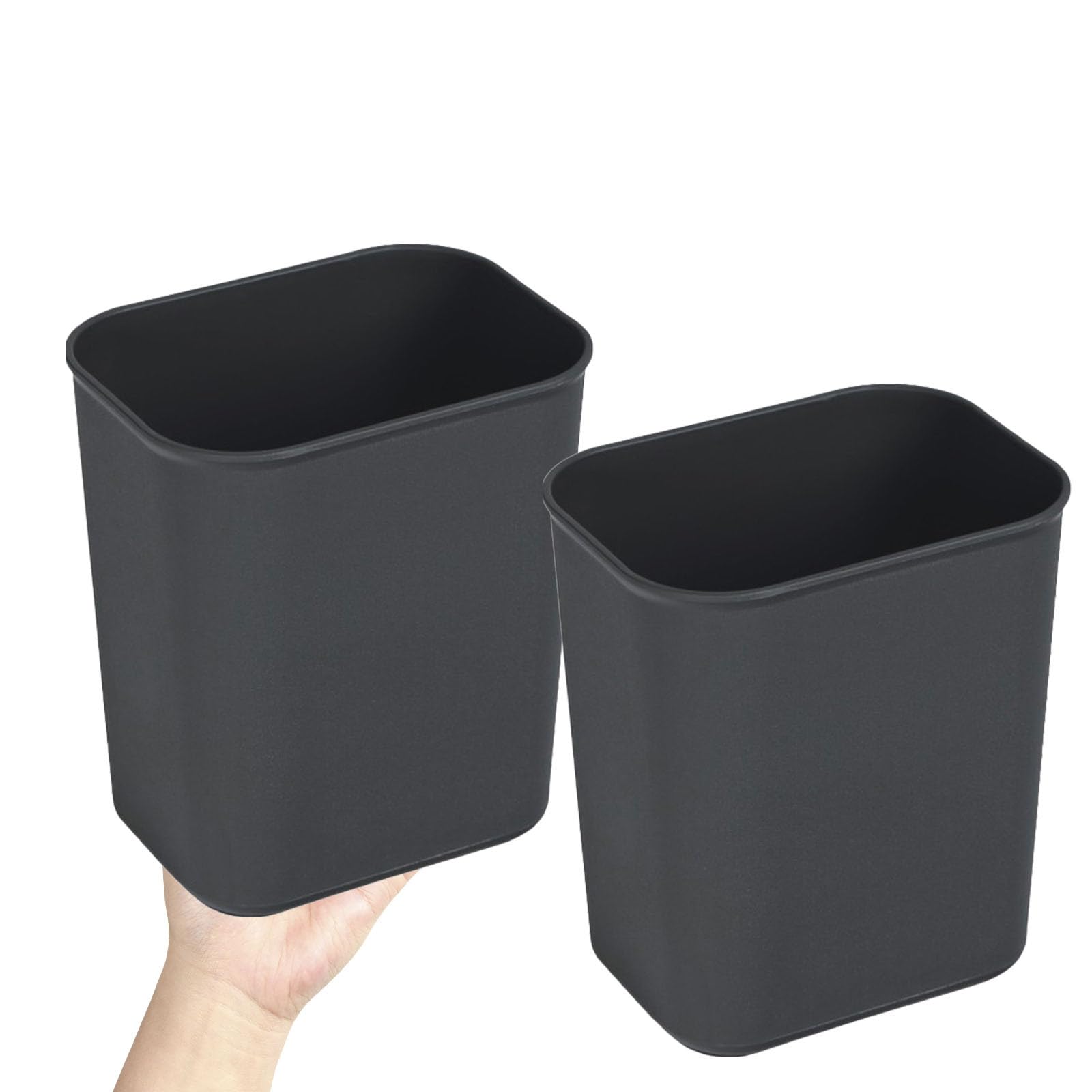 Uonlytech Cubo de Basura Rectangular de Plástico 8l, Paquete de 2, Negro