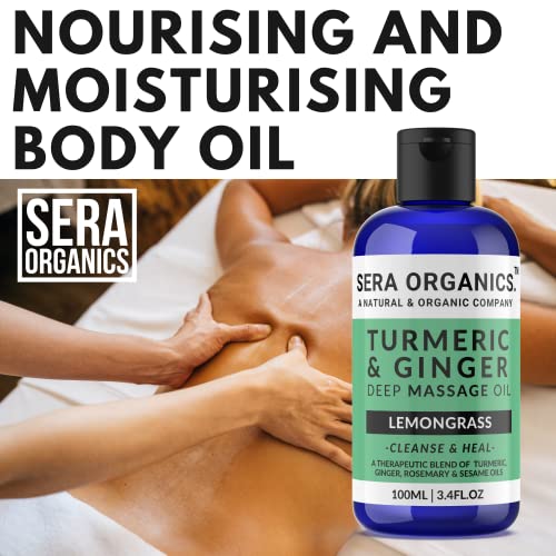 Turmeric Massage Oil - Arthritis Relief & Muscle Pain | Anti-Inflammatory, Lymphatic Drainage, Joint & Nerve Soothing, Sleep Support | Ginger & Lemongrass for Deep Tissue Massage | Sera Organics 100ml - Image 6