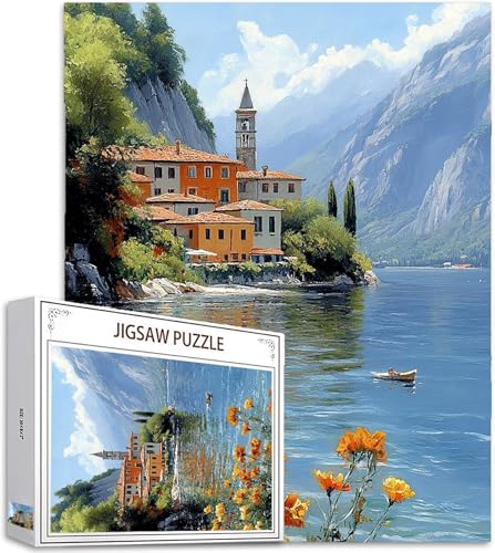 Acantilado Puzzle 5000 Piezas Adultos, Puzzle Villa Patrón Diseño, Jigsaw Adultos, 5D DIY Artesanía Familia Actividades con Embalaje de Caja de Regalo, Home Room Wall Decor, Regalo 156x105cm, Model620