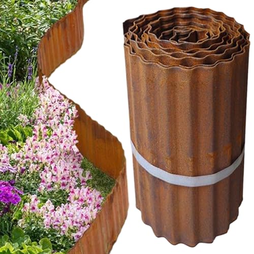 jamgeery Gartenkante,Rasenkante - 10 Meter Metallzaun Flexibel Wellblech Für Kies Terrasse Blumenbeet Wege Garten Und Rasenbereich