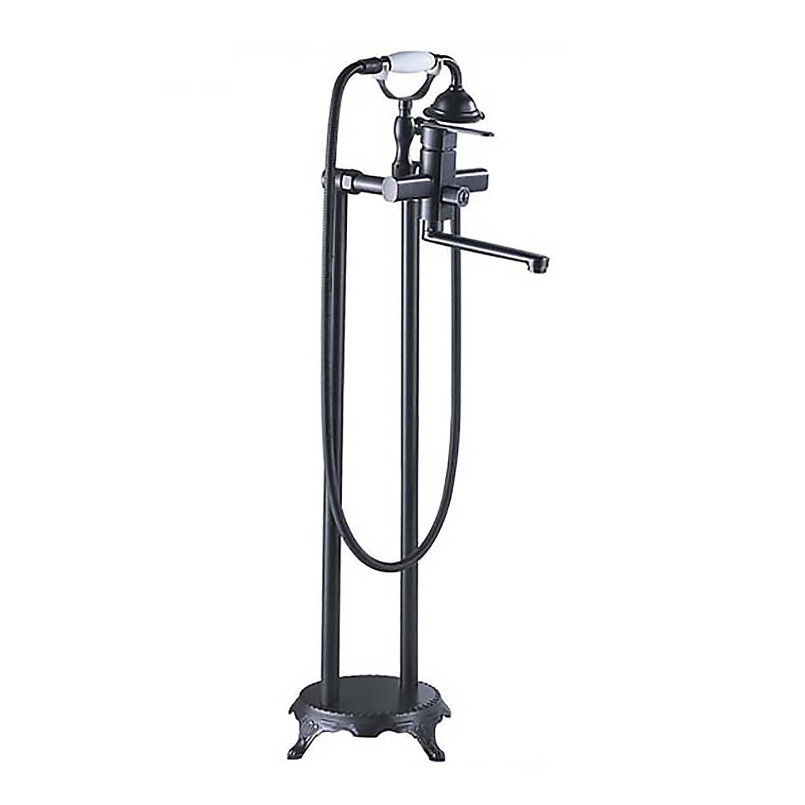 Robinet de baignoire autoportant en laiton de style antique et chic Black Bronze a