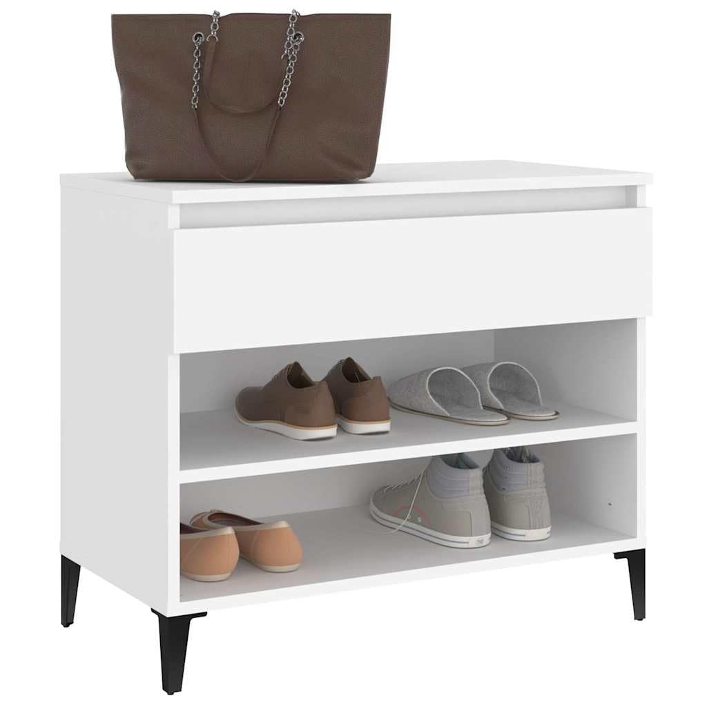Stojak na buty Drewniany Sklejka Biały 70x36x60 cm