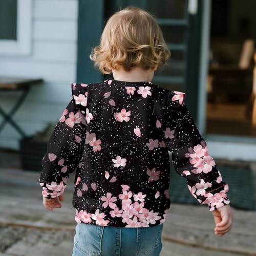 3-8T Winter Clothes for Girls Athletic Tops with Shoulder Ruffles Back to School Outfits3