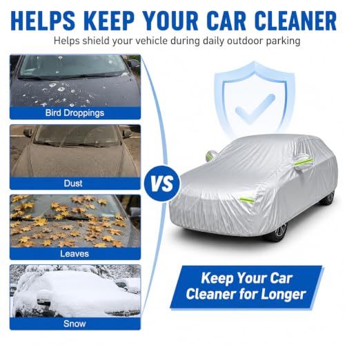 Image of GXARTS Car Cover 196 inchx78 inchx59 inch Waterproof All-Weather Sedan Cover Outdoor Indoor with Zipper Door & Windproof Straps | UV Snow Dust Protection Fit for Toyota Camry Honda Accord Kia K5 Altima
