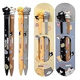 4 Piezas Legami Boligrafo Kawaii Cartoon Gato Gel Pen Negro Blanco Amarillo Gris Azul 0.5Mm, Writing Grips Lindo Material Escolar Oficina Para Regalo