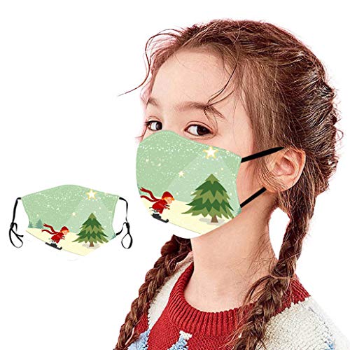 Preisvergleich Produktbild PcLeam Mundschutz Face Cover Weihnachten Karikatur Drucken Jungen MäDchen Waschbar Bandana Atmungsaktiv Halstuch Winddicht Face Scarf Weihnachten Geschenk Festlich Nikolaus Elk(C4)