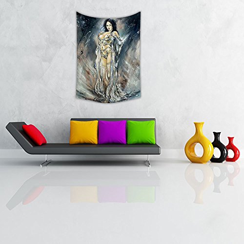 Image of ArtzFolio The Girl Vampire Canvas Fabric Painting Tapestry | Wall Art Hanging 24.2 x 34.2 inch (61 x 87 cms)