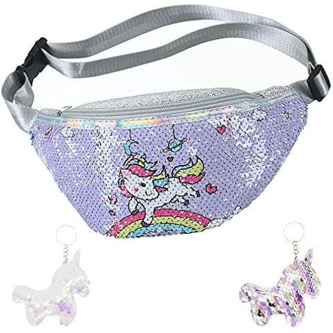 LYJOW Bolsa Cintura Lentejuelas Unicornio Riñonera con Purpurina Cover
