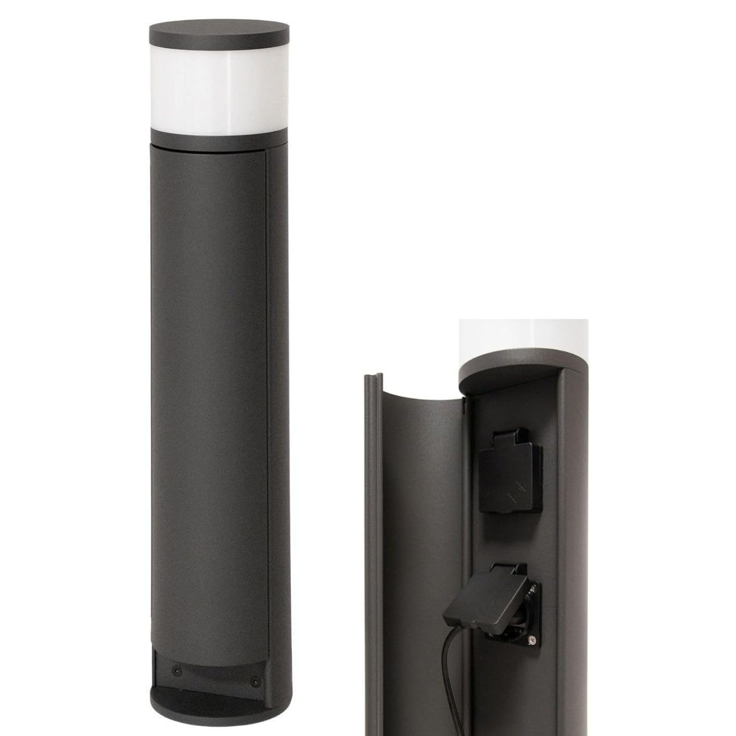 Baliza con enchufe LUA antracita G9 Led 3000K exterior IP44 (H.47,8cm). Ideal para colocar en zonas de paso, entrada a garajes o patios.