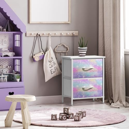 Sorbus Kids Nightstand, Fabric Drawers (Watercolor, 2 Drawer) - image 6