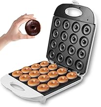 Mini Donut Maker Machine Makes 16 Doughnuts 1400W For Kid-Friendly Breakfast, Snacks, Home Bakery Dessert Shop Mall Dessert Shop and More & More with Non-stick Surface - White(110V)