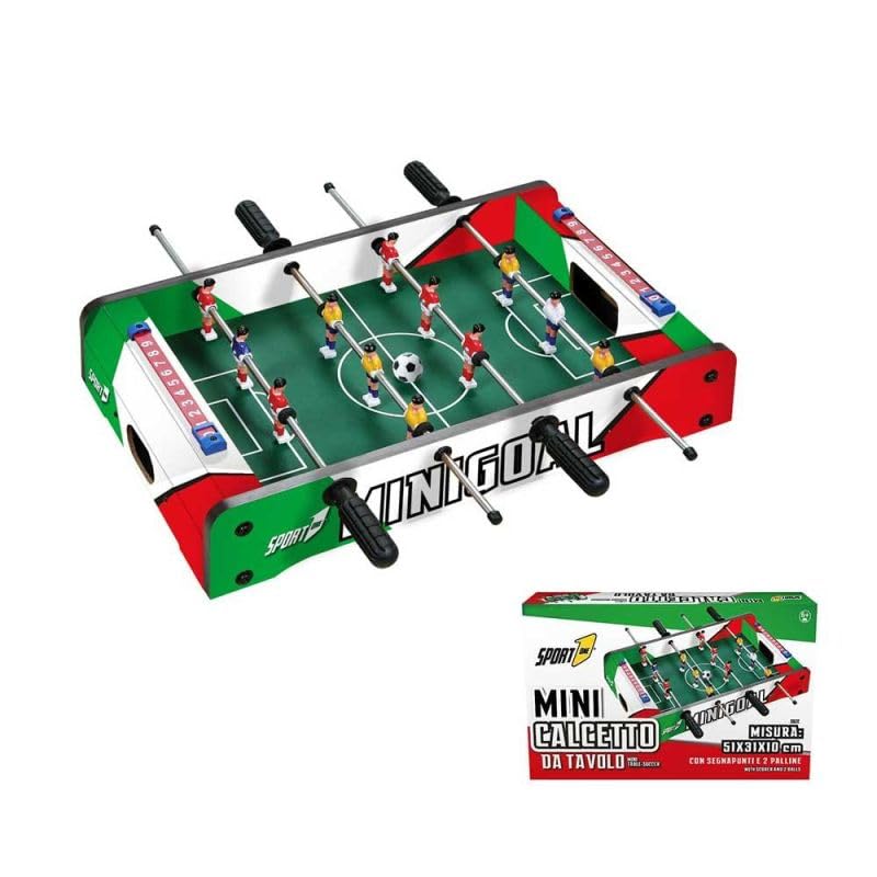 Calcetto da tavolo per bambini Calcio Balilla per Bambini e Adulti, Biliardino da Tavolo Colorato, Mini Calcetto con 2 Palline, Misure Cm. 51 X 31 X 10 cm