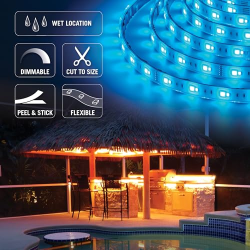 Image of Armacost Lighting RibbonFlex Pro Outdoor IP67 RGB+W Strip Light Tape 30+30 LED /m 8.2 ft (2.5m), Multicolor, (623410)