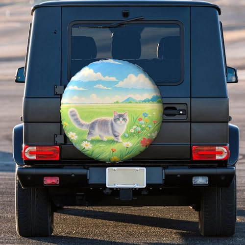 Image of Funny Cat Spare Tire Cover Wheel Protector Weatherproof Wheel Cover Universal Decorative Accessories for Camper RV SUV Travel Trailer 17 inch