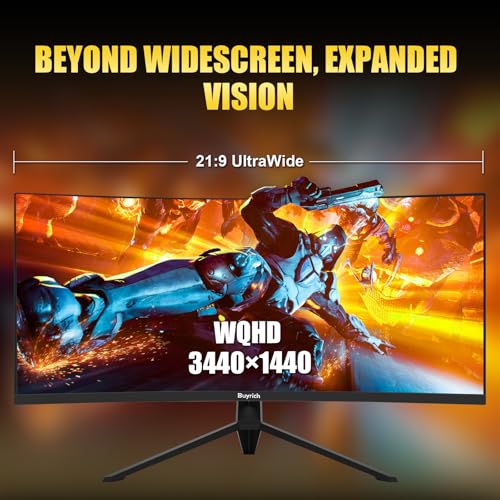 Image of 34 Inch Curved Gaming Monitor, 240Hz Refresh Rate, UWQHD (3440x1440), 1500R, 1ms MPRT, 4000:1 Contrast Ratio, Sturdy Metal Stand, VESA Mountable, for PC Gamer and Immersive Gameplay