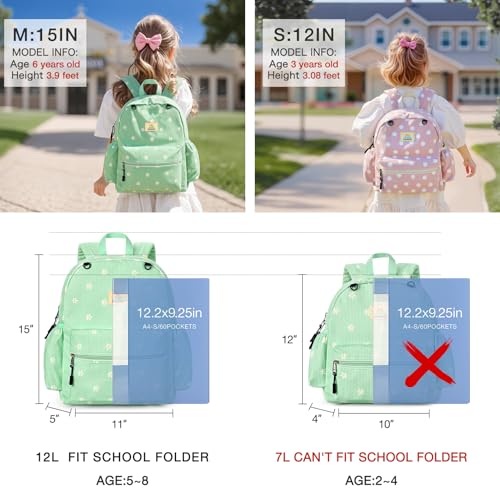 Image of STEAMEDBUN Corduroy Kids Backpack for Girls and Boys 5-8: Girls Backpack for Elementary Kindergarten - 15 inch Cute Backpacks for Kids - Daisy