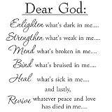 Dear God Enlighten What's Dark in Me Wall Decal Inspirational Words Motivational Saying Wall Quote
