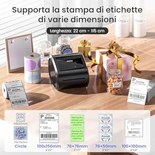 Phomemo D520BT Stampante Termica Bluetooth 4x6 per Etichette di Spedizione, Senza Inchiostro - Compatibile con Smartphone, PC/Mac, Android/iOS, Windows, Colissimo, UPS, Amazon, eBay, Nero