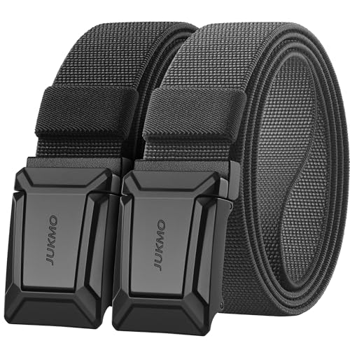 JUKMO Stretch Tactical Belt for Men,2 Pack Military Work Rigger Hiking 1.5