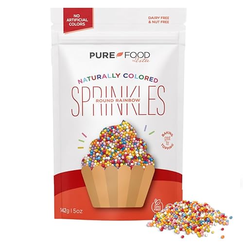 Pure Food de Estee Rainbow Nonpareils, 5 onzas, gránulos veganos para helado, gránulos sin colorantes, caramelos de arcoíris para hornear, gránulos Pure Food de Estee Rainbow Nonpareils, 5 onzas, gránulos veganos para helado, gránulos sin colorantes, caramelos de arcoíris para hornear, gránulos