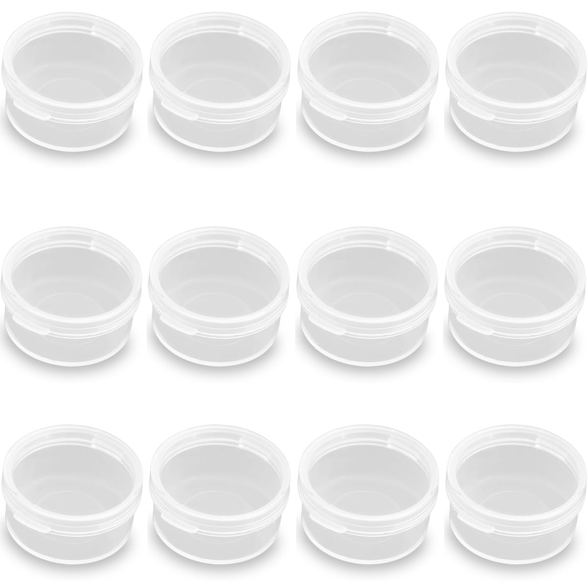 24 Pack 0.17 oz Round Plastic Containers (1.06 x H0.55 inch) Clear Bead Storage Containers for Fishing Tackle with Label Stickers, Craft, Beads, Jewelry, Small Parts