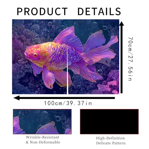 Image of Self Adhesive Purple Goldfish Cabinet Curtain for Mother's Day, 39x28 Inch Underwater Fish Under Sink Skirt No Drill, Spring Cleaning Kitchen Decor, Hook and Loop Laundry Valance