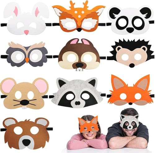 Huahuanghui 10 Pezzi Animali Feltro Mascherine,Maschere di Animali,Paw Dog Patrol