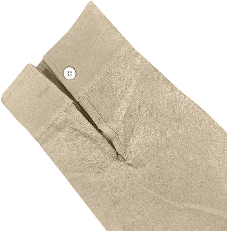 Men's Linen Blend Shirt - Long Sleeve Solid Color Button Down Henley Casual Shirt for Vacation Business - Image 5