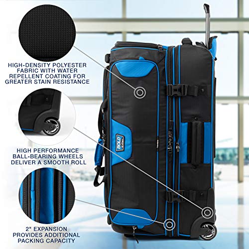 Travelpro Bold-Drop Bottom Wheeled Rolling Duffel Bag, Blue/Black, 30-Inch