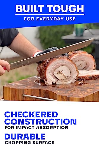 Dalstrong Lionswood End-Grain Teak Cutting & Serving Board - Extra-Large - 25" X 18" - W/Steel Carrying Handles - Two Sizes - Gift Packaging #TOP4