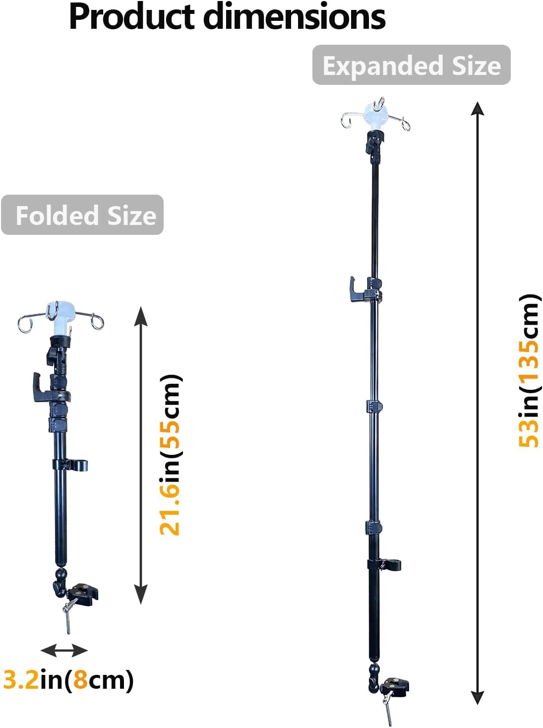 Portable IV Pole for Wheelchair, IV Poles Collapsible for Traveling, IV Stand for Wheelchair IV Holder with 4 Hooks for Wheelchairs Beds Nursing Clinic Home Care Travel