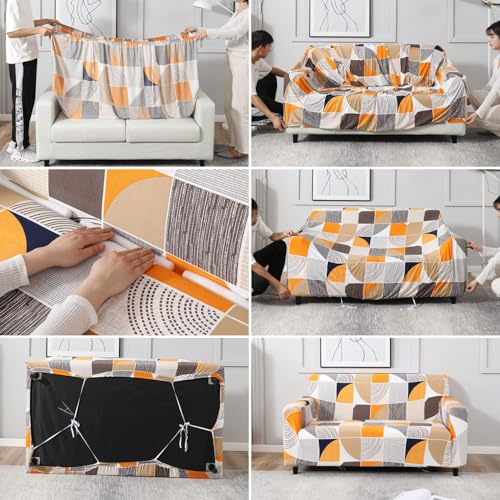 Image of HOKIPO Elastic 2 Seater Sofa Cover Stretchable Slipcover (NEW-4094-D4)