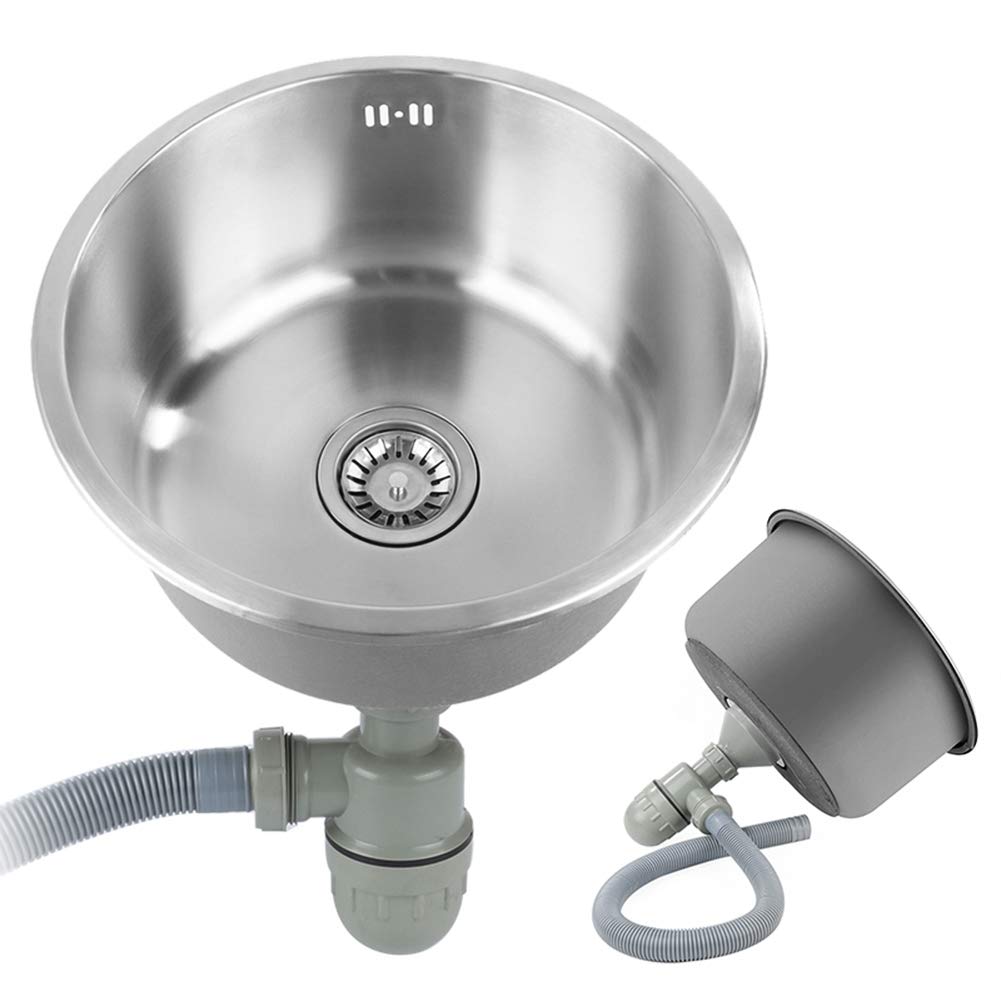 Évier de Cuisine en Acier Inoxydable 1 Bac Inox avec Raccords de Vidange,Evier à Encastrer Evier à Fleur de Plan en Inox pour Meubles Bas (41 * 41 * 20cm)