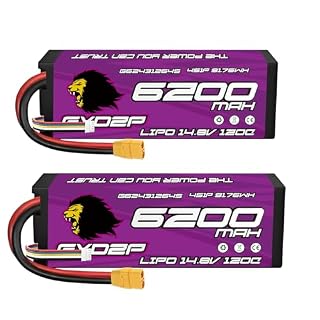 Gxdzp lot de 2 batteries 4S 6200 mAh 120C à prise XT90