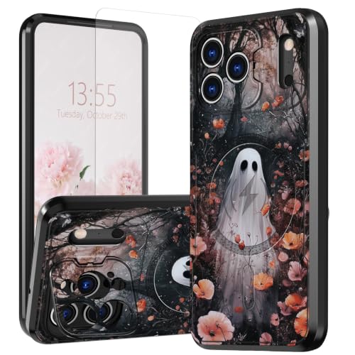 for iPhone 18 Pro Max Case with Screen Protector & Stand [Built-in Magnets] | [Camera Cover Kickstand] Dual Layer Shockproof Protective Magnetic Phone Case for iPhone 18 Pro Max 6.9" 2026, Forest Ghosts