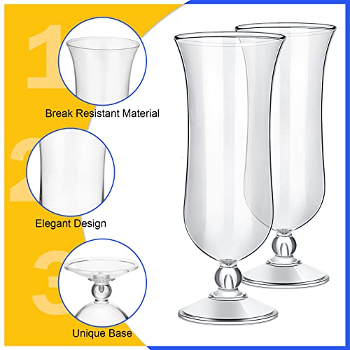8 Pcs Plastic Hurricane Glasses 15 Oz Break Resistant Plastic Drinking Glasses Reusable Pina Colada Glasses Clear Tulip Drinking Cups Cocktail Wine Margarita Tropical Drinks Beer Juice Party Drinkware #TOP2