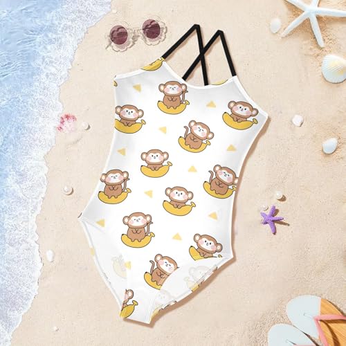 Image of Girls one Piece Swimsuit Summer UPF 50+ Quick Dry Beach Bathing Suit with Straps Swimwear 3-10 Years
