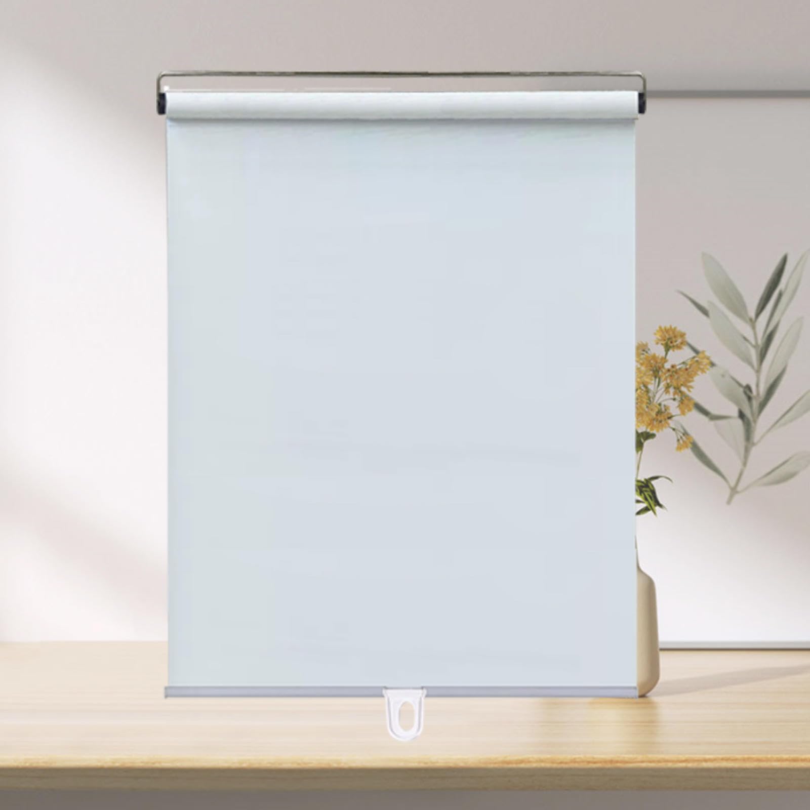 Kgudys White Sunscreen Blackout Roller Shades,100% Full Blackout Fabric,Room Darkening Window Blinds,Pull Down Retractable Roll Up Blinds,Uv Resistant & Heat Insulating,With Suction Cup,-65X200cm(25.6X78.7in)