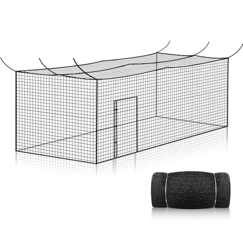 SHANTRA Batting Cage Netting - 55'L/35'L/20'L, Enclosed Baseball & Softball Cage with Door, PE Hitting Nets for Backyard