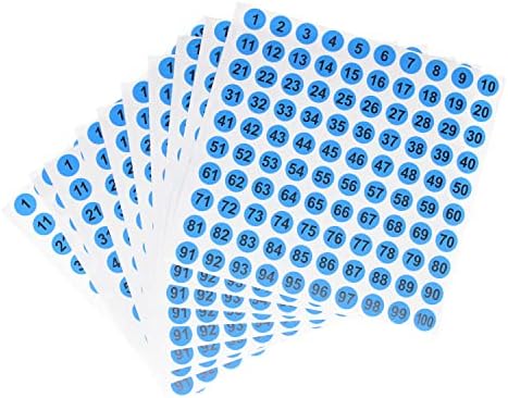 GODLOVEM 10 Sheets Number Stickers, 1 to 100 Number Self Adhesive Stickers 10mm Round Number Labels, White