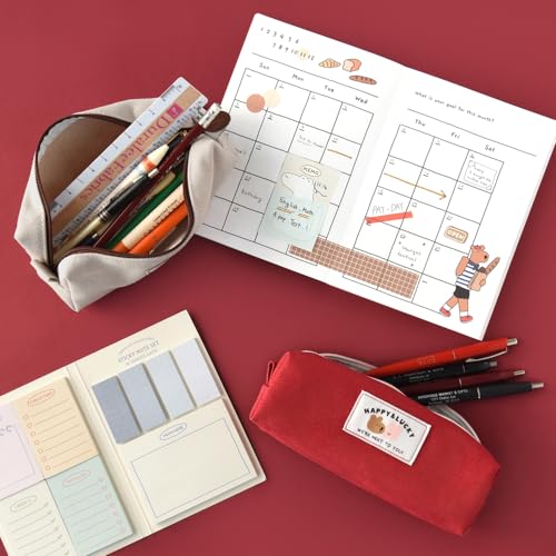 Image of Monolike Happy and Lucky Block Pen Case, Red - Pencil Pouch, Portable Pencil Bag, Pencil Case, Office Pouch case