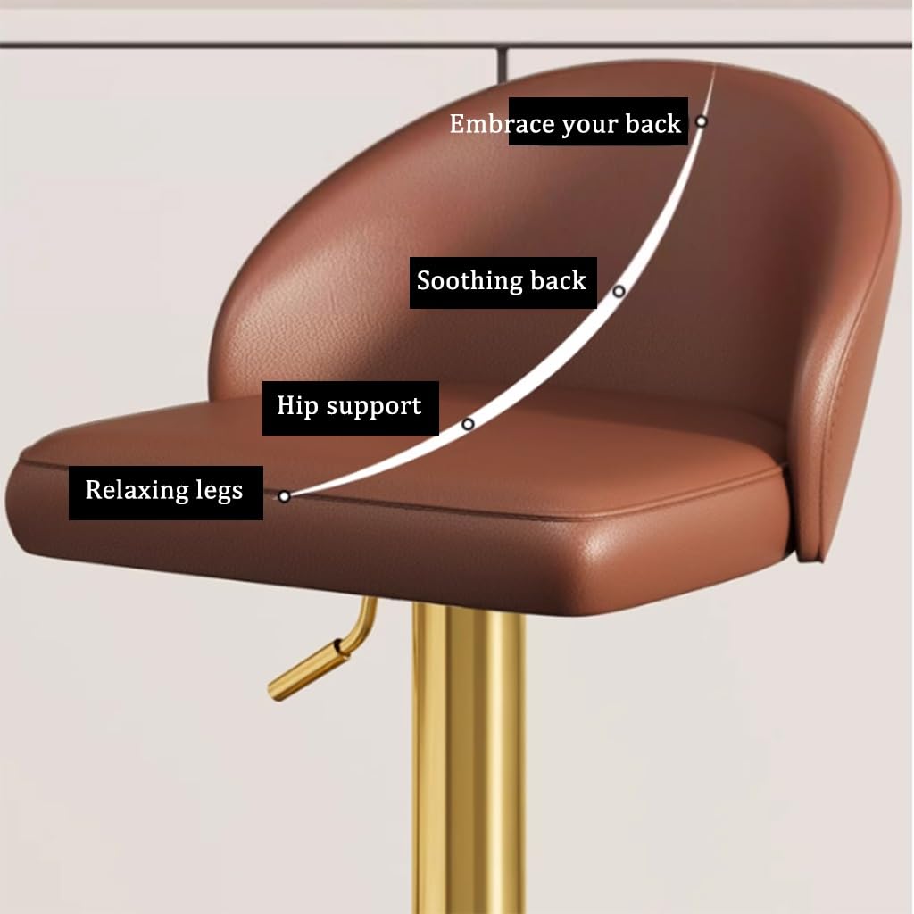 Amazon｜高さ調節可能レザーベージュバースツールバーチェア背もたれ