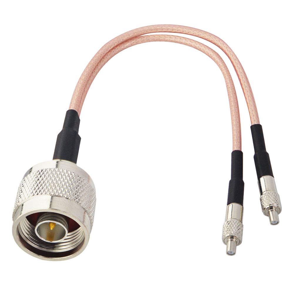 BOOBRIE External Antenna Adapter Cable Pigtail N Male to 2 X TS9 Female