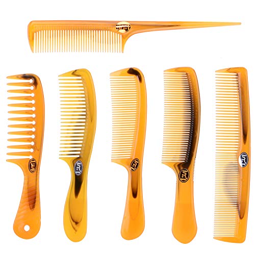 6 Pcs Wide Tooth Detangling Hair Comb, Anti Static Heat Resistant Hair Styling Comb Set for men and women, Long Wet Hair Curly Hair Comb Set for Men and Women, Great On Wet or Dry Hair, No More Tangle Hairbrush for Long Thick Thin Curly Natural Hair