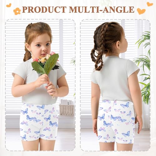 Purple Beautiful Butterfly Prints Girls Shorts Elastic Waist Sports Shorts Girls Leggings Pants for 4-10 Years4