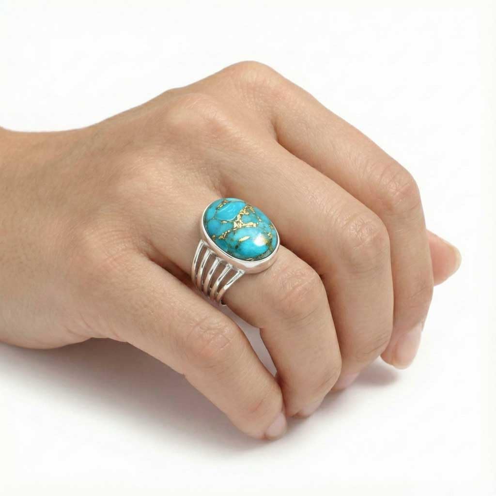 JEWELOPORIUM Boho Handmade Jewelry Chunky Natural Gemstone Labradorite, Carnelian, Rose Quartz, Crystal Oval 925 Sterling Silver Plated Ring For Women