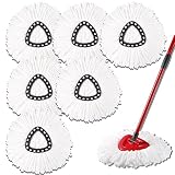 6 Pack Mop Replacement Head - CRTHL Mop Replacement Heads Compatible with Spin Mop, Microfiber Spin