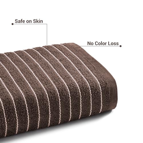 Image of Welspun 2-in-1 Towels for Bath Large Size | 100% Cotton Bath Towel | 250 GSM | High Absorbency & Quick Dry | Soft Feel | Bath Towel for Men & Women | 70 x 150 cm | Chocolate