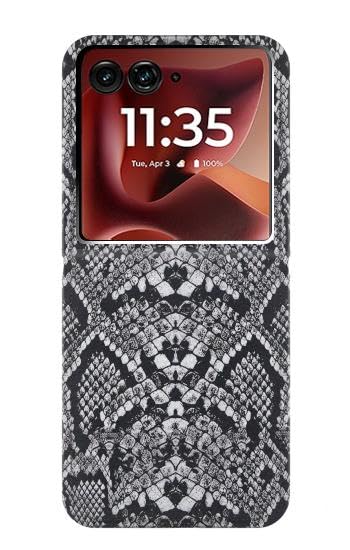 Housse cuir Motorola Razr 50 Ultra étui flip imprimé serpent blanc antichoc